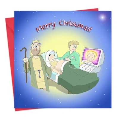 Image of Twizler Merry Christmas Card with Baby Scan Happy Xmas Funny Womens for Her Female Mens Him Male