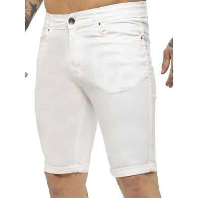 Image of BRAND KRUZE Mens Denim Shorts Stretch Slim Fit Turned Up Hem Casual Cotton Summer Half Pants Jeans KZS122 White 38