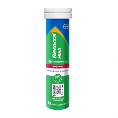 Image of Berocca Mind Effervescent Tablets Including B Vitamins, with Spanish Sage to Support Memory and Mental Performance 15 Berry Flavour