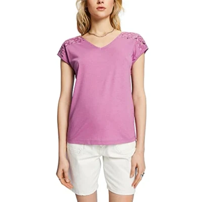 Image of ESPRIT Women&#039;s 053eo1k303 T Shirt, 506/Violet 2, XL