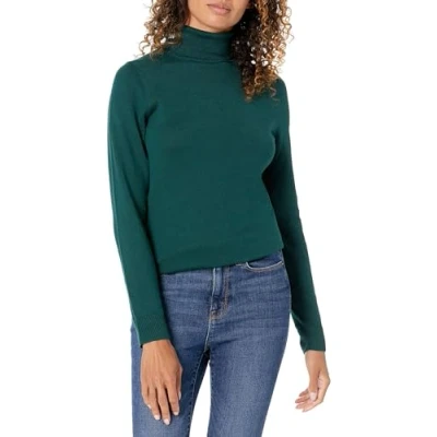 Image of Amazon Essentials Women&#039;s Classic Fit Lightweight Long Sleeve Turtleneck Jumper (Available in Plus Size), Forest Green, 4XL