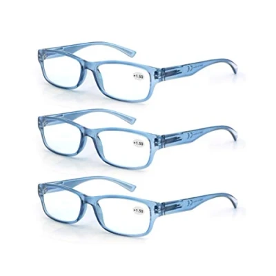 Image of MODFANS Set of Reading Glasses 1.25 (3 Blue) with Spring Hinges Arms Vintage Retro Comfort for Men and Women