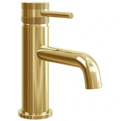 Image of Core Brushed Brass Modern Round Style Mono Basin Mixer Bathroom Tap