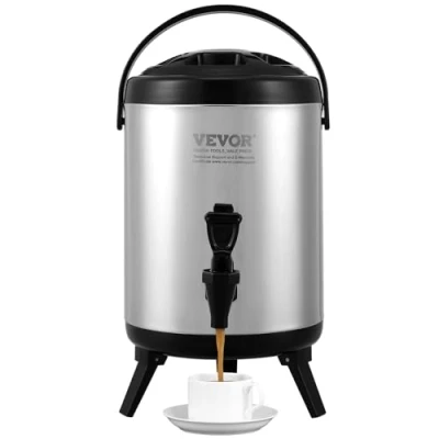 Image of VEVOR Stainless Steel Insulated Beverage Dispenser, 1.5 Gallon 6 Liter, Thermal Hot and Cold Drink Server Dispenser with Spigot Handle, Food Grade for Tea Coffee Water Restaurant Shop