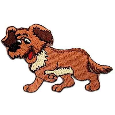 Image of Dog Animal Children Iron on Patches Adhesive Emblem Stickers Appliques, Size: 3.82 x 2.36 inches
