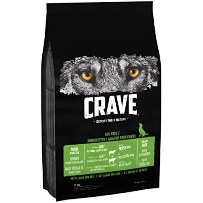 Image of Crave Lamb &amp; Beef 11.5 kg Bag, Premium Adult Dry Dog Food with high Protein, Grain free