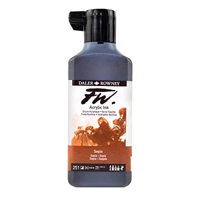 Image of Daler Rowney FW Acrylic Ink, Plastic Bottle, 6.09oz 180 ml, Sepia