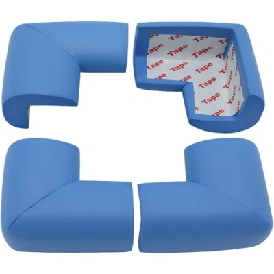 Image of ZXUEZHENG Soft Foam Baby Proofing Corner Guards &amp; Edge Protectors, 4 Pack, L Shape, Blue