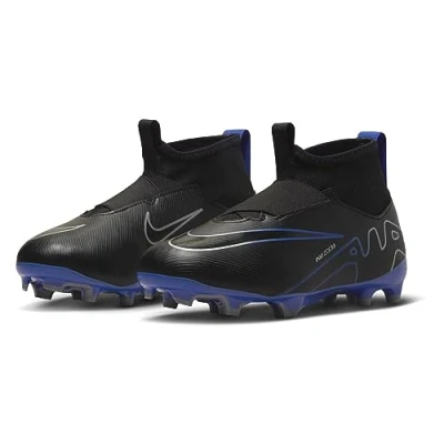 Image of Nike Boy&#039;s Unisex Kids JR Mercurial Superfly 9 Academy Chrome Hyper Roya Gym Shoes, Black Blue Grey, 3.5 UK Child
