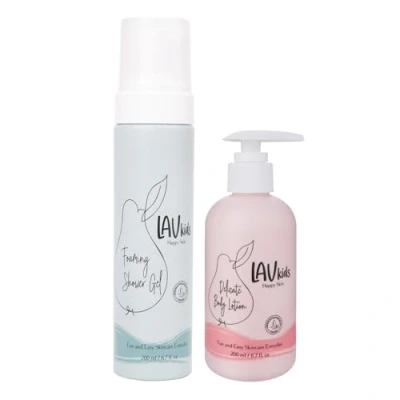 Image of Lav Kids Moisturising Bodycare Bundle Shower Gel for Soft and Delicately Scented Skin 200ml &amp; Delicate Body Lotion 200ml, Dermatologically Tested, good Sensitive
