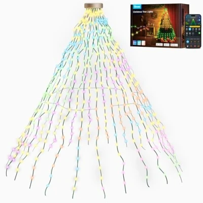 Image of Govee Christmas Tree Lights, Smart 480 LEDs RGBIC 2M*24 Strips String Lights Indoor, IP65 Waterproof, Music Sync, Voice Control, 60+ Scene Modes for Halloween Decor, Green Wire