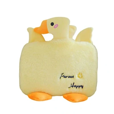 Image of VIONNPPT T Cartoon Duck Hot Water Bag, Bottle with Plush Cover, 1.5 L Large Hand Warmer Bottles Kangaroo Pocket, Bag for Stomach Back Neck (Yellow)