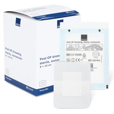 Image of ABENA Plasters for Wounds 70 in A Pack 8x10cm Wound Dressings. Adhesive Dressings Wounds. Plaster Strips are Suitable to Be Used As Blister Pads and Bandages