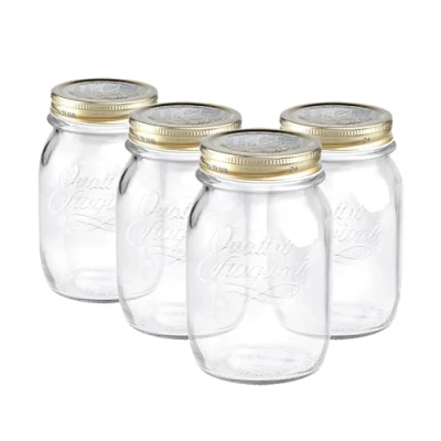Image of Bormioli Rocco Set of 4 Food Preserve Jars with Airtight Screw Lid from Quattro Stagioni 500ml