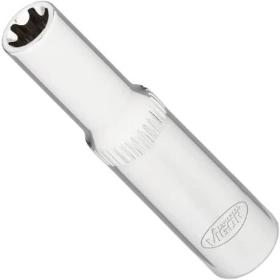 Image of ViGOR T Socket Long 1/4 Inch V7014 8 (6.3 mm) Square Drive, E Profile, Spanner Width E8, 50 mm Length