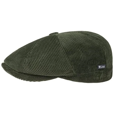 Image of Lipodo Men s 8 Panel Cord Flat Cap Cotton Italian Made Ivy Plain Color Peaked Fall/Winter Regular fit Style Lined Winter hat Olive L (58 59 cm)
