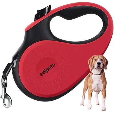Image of Edipets, Retractable Dog Lead, Extendable, 5 Metres, 360 Degrees, no Tangle, Nylon for Walking and Training, Large, Small Medium Dogs (L, Red)