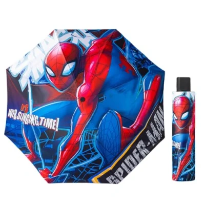 Image of FASHION YO Stitch Elsa Umbrella for Teens Kids Folding Telescopic UV Protection Lightweight Travel School Work Gifts Girls Boys (Spiderman)