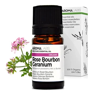 Image of BIO Rose Bourbon Geranium Essential Oil 5ML 100% Pure, Natural, Chemotyped and AB Certified AROMA LABS (French Brand)