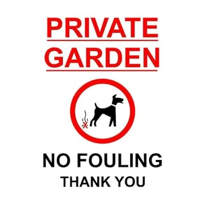 Image of Private garden no fouling thank you prohibition sign 1mm flexible Plastic (300mm x 200mm)