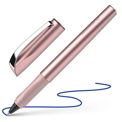 Image of Schneider Ceod Shiny 186209 Rollerball Pen (Right and Left Handed Users, Line Width M, Includes Ink Cartridge Royal Blue) Powder Pink