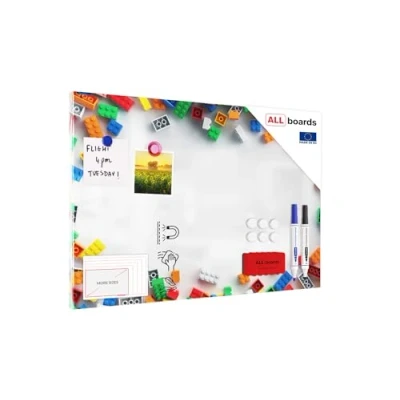 Image of Magnetic Boards MetalBoard Bricks Blocks 60x40cm a Metal Poster with an Imprint for All Types of Magnets, Wall Mounted Durable 3D Printed + Set Accessories Included