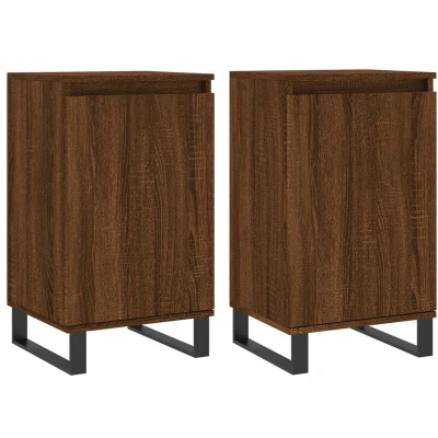 Image of vidaXL Sideboards 2 pcs Brown Oak 40x35x70 cm Engineered Wood