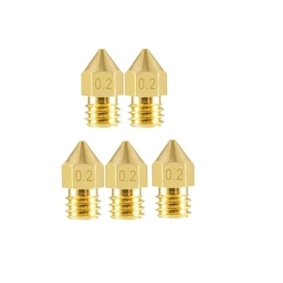 Image of 5PCS 3D Printer Brass Nozzle, 1.75mm/0.2 Nozzle Stainless Steel Hotend Nozzles for Creality Ender