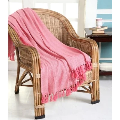 Image of HOMELY 100% Cotton Throw Herringbone Design 3 Seater Sofa Bed Settee Blanket, 229cm x 254cm (90&quot; 100&quot;) (PINK)