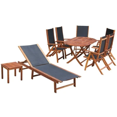 Image of vidaXL 9 Piece Outdoor Dining Set with Cushions Solid Acacia Wood