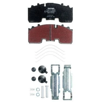 Image of 0509290040, 0509290050, 0509290100, 0509290220, 0980102750 Brake pad set TEXTAR 2930601 prepared for wear indicator with accessories