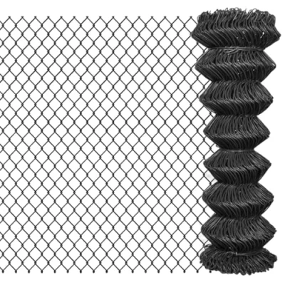 Image of vidaXL Outdoor Garden Chain Link Fence/Fencing Screen Mesh Barrier 15m Length, 1.25m Height, Grey, PVC Coated Steel