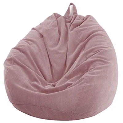 Image of Chickwin Bean Bag Chair Cover, Corduroy Without Filling, for Outdoor and Indoor Relaxation, Lounge Chair, Bedroom Cushion (Pink, 85 x 110 cm)