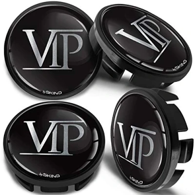 Image of SkinoEu 4 x 65mm Wheel Centre Alloy Hub Center Caps Compatible with VW 3B7 601 171 / 6U7 Black Hubcaps CV 19