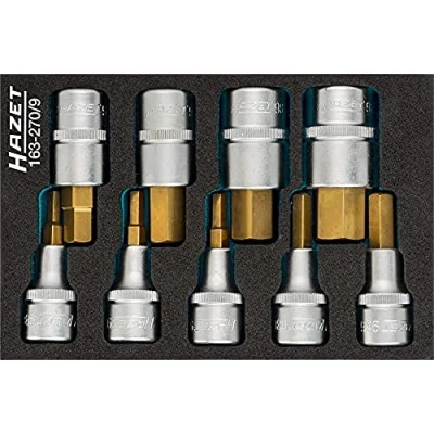 Image of HAZET 163 270/9 Hexagon Profile Screwdriver Socket Set CVD Tin Coated
