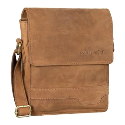 Image of STILORD &#039;Sven&#039; Mens Bags Shoulder Leather Small Brown Messenger for Men Vintage Cross Body Bag 8 inch Tablets DIN A5 Satchel Genuine Leather, Colour:Dijon