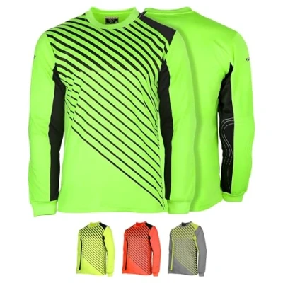 Image of Vizari Arroyo Soccer Goalkeeper Jersey Long Sleeve Padded Goalie Shirt for Maximum Protection and Performance Orange/Navy, Size Adult Medium, Orange/Navy