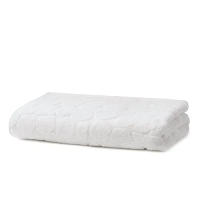Image of Fusion White Circle Pebble Bath Towel (70 x 130cm) 100% Cotton Soft Touch Geometric Shape Embossed Large, Bathroom Accessory Ingo Collection