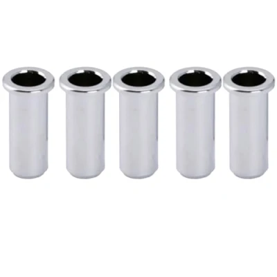 Image of Musiclily Pro 25.5mm Brass Bass String Ferrules Bushings Through Body for Jazz Bass/Precision Bass, Chrome (Set of 5)