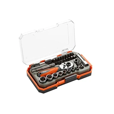 Image of HR 192401 High Resistance 31 Piece Socket Wrench Set 1/4 Inch Drive with Plastic Case