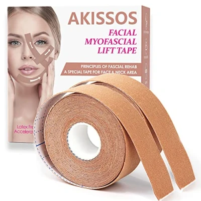 Image of Akissos Facial Myofascial Lift Tape Face Anti Wrinkle Patches Freeze Stickers Neck Unisex For Firming and Tightening Skin 2.5cm*5m