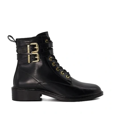 Image of Dune Ladies Phyllis Casual Buckle Detail Ankle Boots Size UK 3 Flat Heel Black