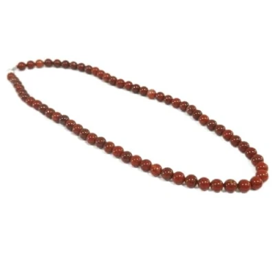 Image of Crystal Stone 8mm Beaded Necklace Bracelet Real Healing Stones Chakra Natural Jewelery (Red Jasper Necklace)