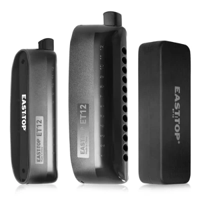 Image of EAST TOP ET12 Chromatic Harmonica in C for Adults and Professionals, 12 Hole Mouth Organ with Unique Modern Design as Gift, Black