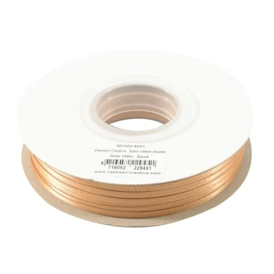 Image of Vaessen Creative Satin Ribbon, Light Brown, 3mm x 100m, Elegant Shine for Card Making, Scrapbooks, Gift Wrapping and Other Craft Projects