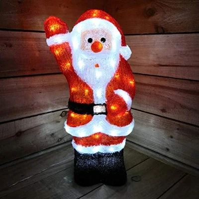 Image of Samuel ALEXANDER 54.5cm Tall Acrylic Waving Santa Outdoor/Indoor lit With 70 Ice White Christmas Decoration