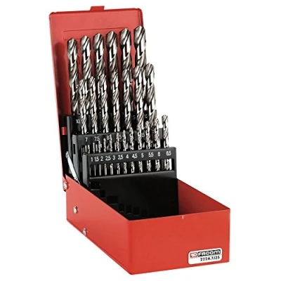 Image of FACOM Drill Bit Set, Pointed Angle 118 Diameter 1 mm 10 mm, 19 Pieces, Piece, 222A.TJ19