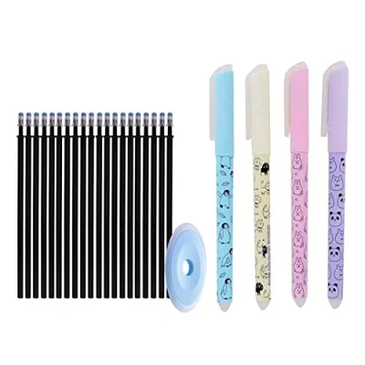 Image of Friction Cute Cat erasable Pen 0.38mm Nib Eraser Gel Blue Black Ink Refills Rod Ballpoint Kids School Stationery pens Multicolor (Black)