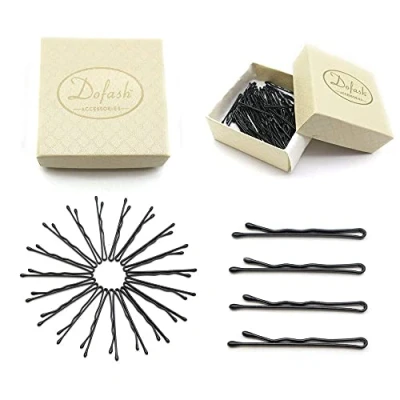 Image of Dofash Metal 100pcs Bobby Pins 3.5cm / 1.38&quot; Hair Clips grips for Decoration with gift box (Black)