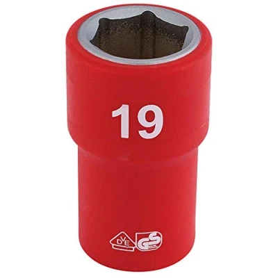 Image of Draper Fully Insulated VDE Socket, 1/2&quot; Sq. Dr., 19mm